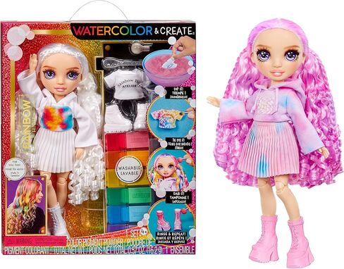 Rainbow High Color & Create Fashion DIY Doll with Washable Rainbow Markers, Green Eyes, Straight Hair in 2 Pig Tails, Bonus Top & Shoes. Color, Create, Play, Rinse and Repeat. Creative 4-12+ in Saudi Arabia