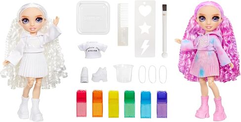 Rainbow High Color & Create Fashion DIY Doll with Washable Rainbow Markers, Green Eyes, Straight Hair in 2 Pig Tails, Bonus Top & Shoes. Color, Create, Play, Rinse and Repeat. Creative 4-12+ in Saudi Arabia