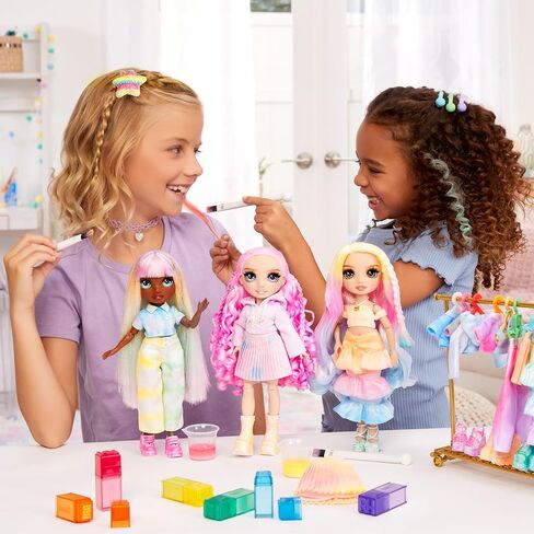 Rainbow High Color & Create Fashion DIY Doll with Washable Rainbow Markers, Green Eyes, Straight Hair in 2 Pig Tails, Bonus Top & Shoes. Color, Create, Play, Rinse and Repeat. Creative 4-12+ in Saudi Arabia