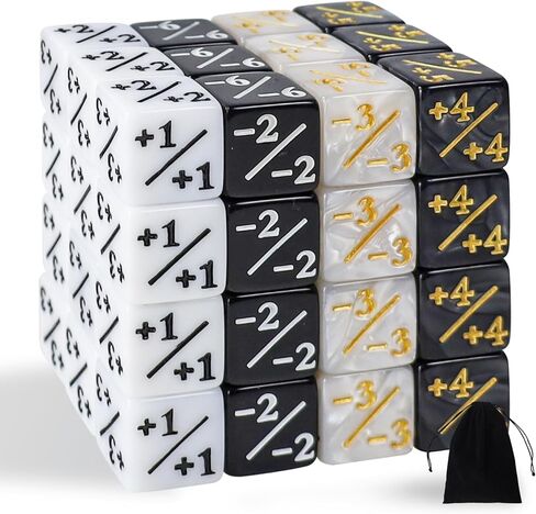 48 قطعة النرد MTG عدادات النرد الرمزي، Magic The Gathering Glitter Sparkle Dice، Loyalty Dice Starry Marble D6 مكعب النرد متوافق مع MTG، CCG، ملحقات ألعاب البطاقات (أسود وأبيض) in Kuwait