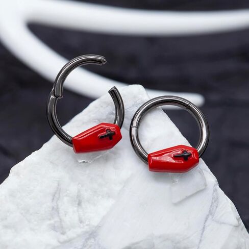 Designfy Stainless Steel Skull Nose Rings for Halloween, CZ Body Piercing for Nose, Septum, Helix, Rook, Tragus, Daith Piercing Jewelry in Kuwait
