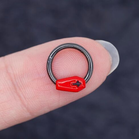 Designfy Stainless Steel Skull Nose Rings for Halloween, CZ Body Piercing for Nose, Septum, Helix, Rook, Tragus, Daith Piercing Jewelry in Kuwait