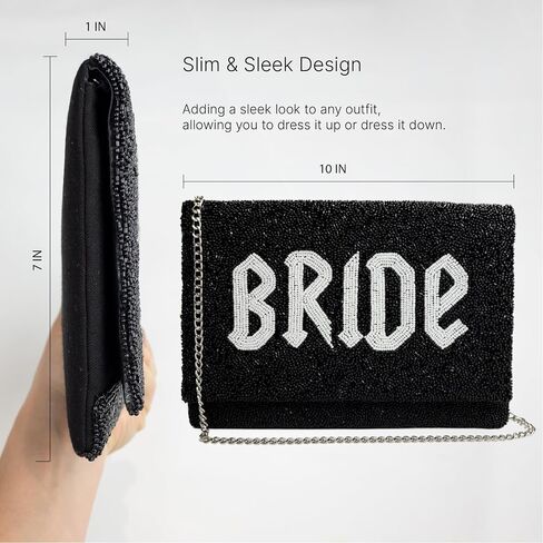 BRIDAL Clutch for Wedding Day, Beaded White Clutch Purse for Bachelorette Party, White Bridal Purse, Bridal Shower Gifts & Engagement Gifts for Bride To Be (Multi) in Kuwait