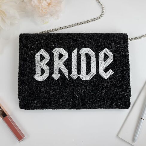 BRIDAL Clutch for Wedding Day, Beaded White Clutch Purse for Bachelorette Party, White Bridal Purse, Bridal Shower Gifts & Engagement Gifts for Bride To Be (Multi) in Kuwait