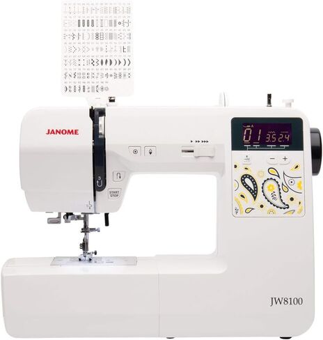 Janome JW8100 Fully-Featured Computerized Sewing Machine with 100 Stitches, 7 Buttonholes, Hard Cover, Extension Table and 22 Accessories in Saudi Arabia