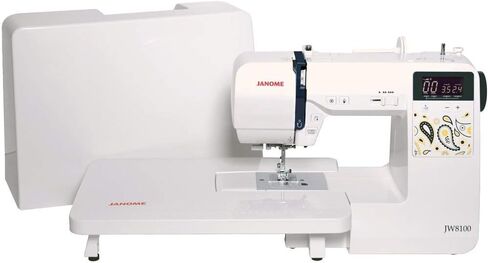 Janome JW8100 Fully-Featured Computerized Sewing Machine with 100 Stitches, 7 Buttonholes, Hard Cover, Extension Table and 22 Accessories in Saudi Arabia