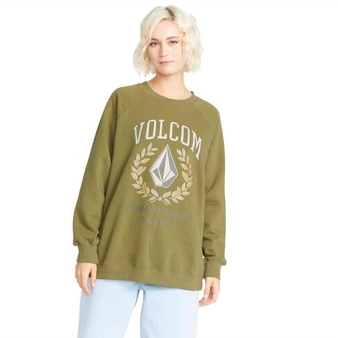 Volcom Women's Stone Magic Boyfriend Crew Fleece Sweatshirt, Clay, XX-Large in Saudi Arabia