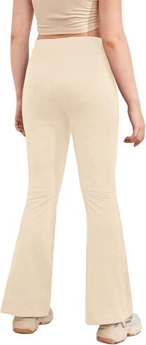 Girl's Leggings Cross High Waisted Flare Pants Yoga Bootcut Pants Solid Color Full Length Bell Bottoms in Kuwait