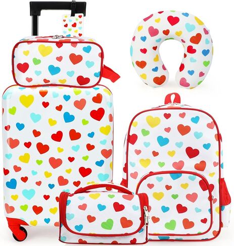emissary Kids Luggage With Wheels For Girls, 3 piece luggage set, childrens luggage for girls with wheels, kids suitcases with wheels for girls, toddler suitcase for girls, travel luggage for kids in Kuwait