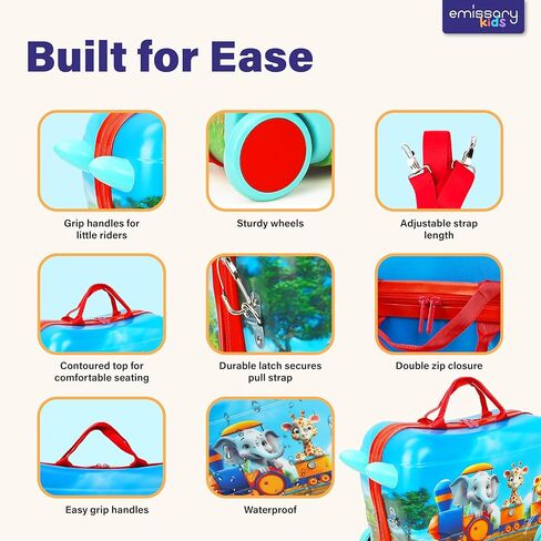 emissary Ride on Suitcase for Kids, 17" Kids Ride On Luggage for Kids, Kids Luggage With Wheels For Girls Boys, Kids Suitcases For Girls Boys,Kids Ride On Suitcase with Wheels in Kuwait