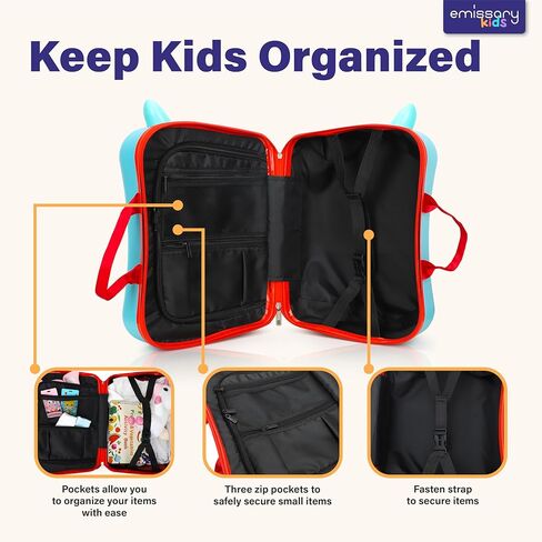 emissary Ride on Suitcase for Kids, 17" Kids Ride On Luggage for Kids, Kids Luggage With Wheels For Girls Boys, Kids Suitcases For Girls Boys,Kids Ride On Suitcase with Wheels in Kuwait