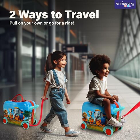 emissary Ride on Suitcase for Kids, 17" Kids Ride On Luggage for Kids, Kids Luggage With Wheels For Girls Boys, Kids Suitcases For Girls Boys,Kids Ride On Suitcase with Wheels in Kuwait