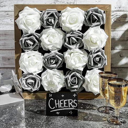 Bright Creations 100 Pack Pink and White Artificial Rose Heads, 3-Inch Stemless Flowers for Valentine's Day, Weddings, Bouquets, DIY Crafts (4 Colors) in Saudi Arabia