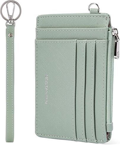 BOSTANTEN Small Wallet For Women RFID Leather Credit Card Holder Slim Wristlet Keychain Wallet With Zipper Pocket Light Green in Kuwait