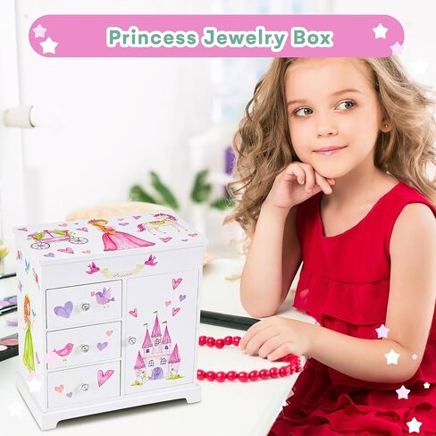 Jewelkeeper Unicorn Musical Jewelry Box with 3 Pullout Drawers, Fairy Princess and Castle Design, Dance of the Sugar Plum Fairy Tune in Kuwait