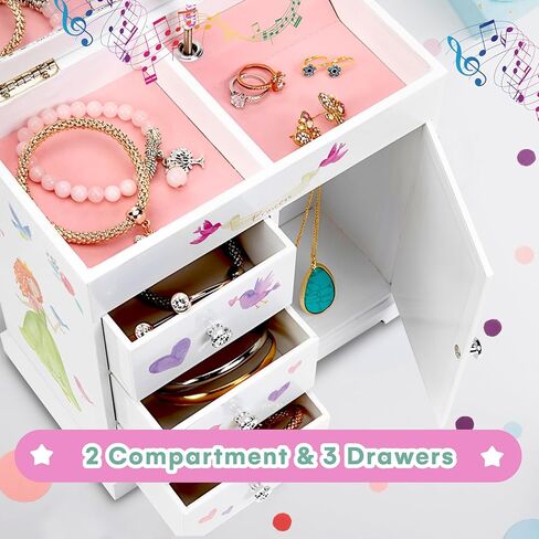 Jewelkeeper Unicorn Musical Jewelry Box with 3 Pullout Drawers, Fairy Princess and Castle Design, Dance of the Sugar Plum Fairy Tune in Kuwait