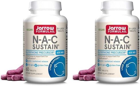 Jarrow Formulas N-A-C Sustain 600 mg - Antioxidant Amino Acid Supplement - 60 Sustain Tablets - Supports Liver & Lung Function - Precursor to Glutathione - 60 Servings (PACKAGING MAY VARY) in Kuwait