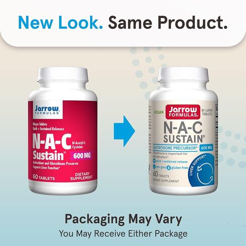 Jarrow Formulas N-A-C Sustain 600 mg - مكمل للأحماض الأمينية المضادة للأكسدة - 60 قرصًا مستدامًا - يدعم وظائف الكبد والرئة - مقدمة للجلوتاثيون - 60 وجبة (قد تختلف التعبئة) in Saudi Arabia