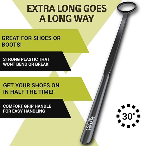 Shoe Horn 30" Long - PlastVelette Shoe Horn Long Handle for Seniors, Shoe Horns for Boots and Cowboy Boots, or Extra Long Shoe Horn for Kids in Kuwait