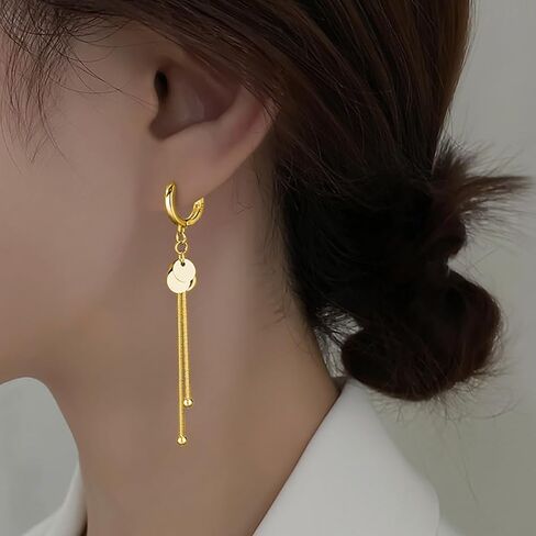 SLUYNZ 925 Sterling Silver Disc Dangle Earrings Hoop for Women Teen Girls Coin Hoop Earrings Tassel in Saudi Arabia