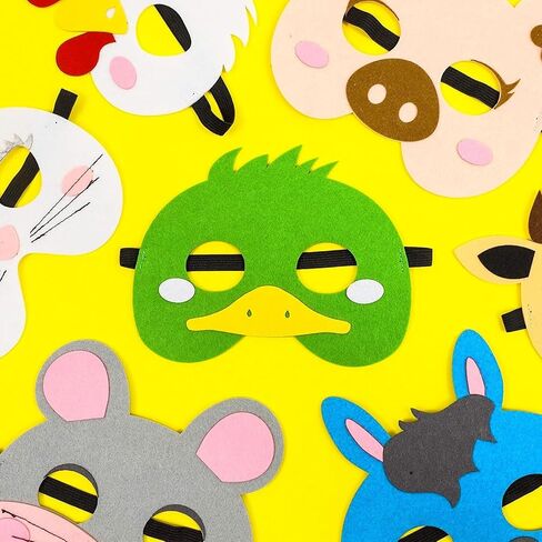 BLUE PANDA 12 Pack Felt Animal Masks for Kids, Jungle Safari Party Favors for Birthday (7x7.2 in) in Saudi Arabia