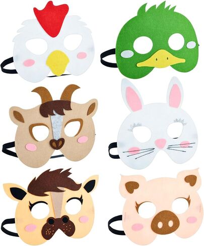 BLUE PANDA 12 Pack Felt Animal Masks for Kids, Jungle Safari Party Favors for Birthday (7x7.2 in) in Saudi Arabia