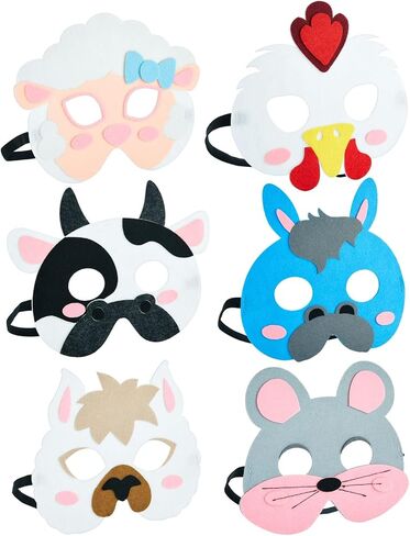 BLUE PANDA 12 Pack Felt Animal Masks for Kids, Jungle Safari Party Favors for Birthday (7x7.2 in) in Saudi Arabia