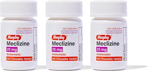 Meclizine HCL 25mg Generic For Bonine Chewable Tablets, 100 Count (Pack of 3) in Saudi Arabia
