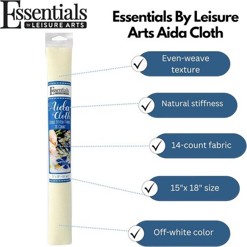 Essentials By Leisure Arts Aida Cloth, 18 Count, 15" x 18", Medium Green Cross Stitch Fabric for Embroidery, Cross Stitch, Machine Embroidery and Needlepoint in Saudi Arabia