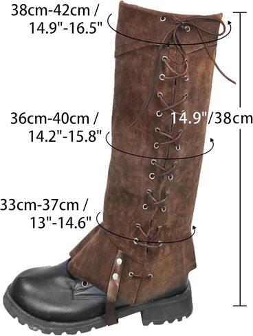 KUOIN Medieval Leg Covers Pirate and Renaissance Faux Leather Steampunk Costume for Boots (Brown) in Saudi Arabia