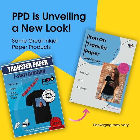 تي شيرت مطبوع عليه نفث الحبر PPD ورق نقل ورق داكن 28 × 43 سم عبوة من 50 ورقة (PPD107-50) in Saudi Arabia