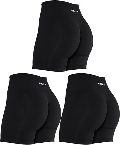 AUROLA Intensify Workout Shorts for Women Seamless Scrunch Short Gym Yoga Running Sport 3 Pieces Sets Shorts,Size L in Kuwait