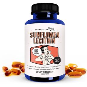 Legendairy Milk Sunflower Lecithin, 1200mg Organic Sunflower Lecithin Supplement for Clogged Milk Ducts, Made in USA, 200 Softgels