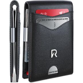 Ronyxet Minimalistic Carbon Fiber Wallet for Men - RFID Blocking Wallet, Business Card Holder and Credit Card Holder for Men - Front Pocket Aluminum Slim Metal Wallet with Metal Money Clips in Kuwait