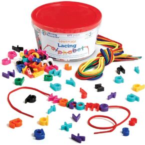 Learning Resources Uppercase Lacing Alphabet - 275 Pieces, Ages 3+, Preschool Learning Must Haves, Teacher and Home School Supplies, Alphabet String Letter for Kids, Back to School Supplies in Saudi Arabia