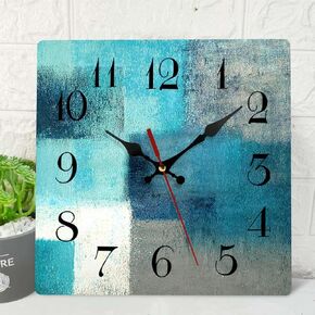 ArtSocket Wooden Wall Clock Silent Non-Ticking, Autumn Leaves Over Wooden Fall Red Vintage Square Rustic Coastal Wall Clocks Decor for Home Kitchen Living Room Office, Battery Operated(12 Inch)