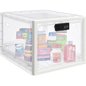 Large Medicine Lock Box for Safe Medication, 5 litres Lockable Storage Box for Snacks Food/Video Games, Phone Lock Boxes with Combination Code for Home/Dorms/Office Storage Lockers