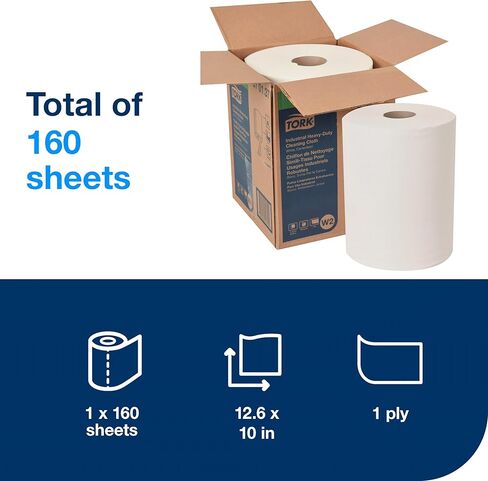 قطعة قماش للتنظيف شديدة التحمل من تورك، بيضاء W1، تغذية مركزية، 1 × 160 قدم، 570137 in Kuwait