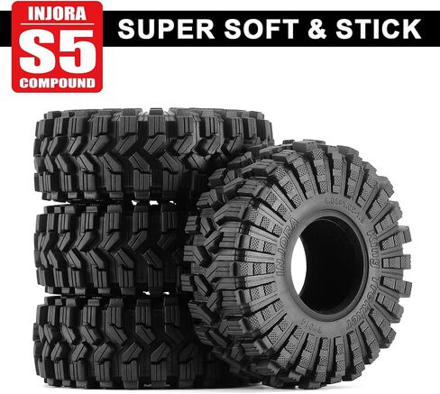 INJORA 1.9 Tires All Terrain King Trekker Wheel Tires for TRX4 SCX10 Pro Gen8 VS4-10 1/10 RC Crawler Car, 118 * 42mm (T1914) in Saudi Arabia
