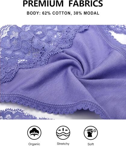 voenxe Seamless Lace Thongs for Women No Show Thong Underwear,Lady Breathable Comfort Panty Soft Laser Cut Undie,Tanga,5-Pack in Kuwait