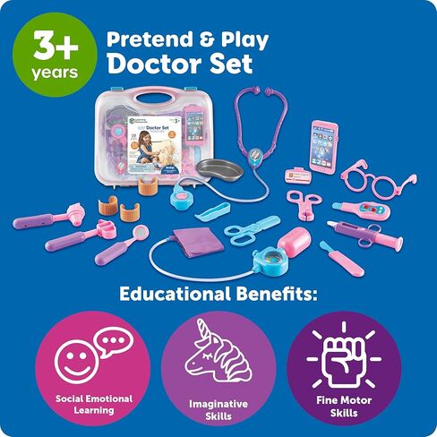 Learning Resources Pretend & Play Doctor Set Blue - 19 Pieces, Ages 3+ Doctor Kit for Kids, Toddler Doctor Kit, Toy Medical Kit, Toddler Social Emotional Learning Toys in Saudi Arabia
