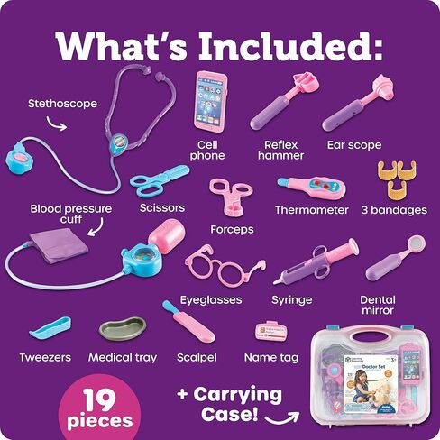 Learning Resources Pretend & Play Doctor Set Blue - 19 Pieces, Ages 3+ Doctor Kit for Kids, Toddler Doctor Kit, Toy Medical Kit, Toddler Social Emotional Learning Toys in Saudi Arabia