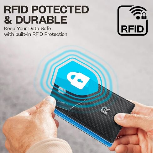 Ronyxet Minimalistic Carbon Fiber Wallet for Men - RFID Blocking Wallet, Business Card Holder and Credit Card Holder for Men - Front Pocket Aluminum Slim Metal Wallet with Metal Money Clips in Saudi Arabia
