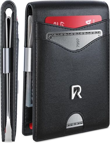 Ronyxet Minimalistic Carbon Fiber Wallet for Men - RFID Blocking Wallet, Business Card Holder and Credit Card Holder for Men - Front Pocket Aluminum Slim Metal Wallet with Metal Money Clips in Kuwait