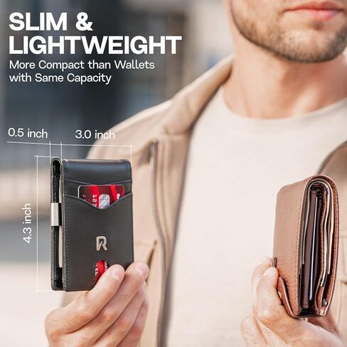 Ronyxet Minimalistic Carbon Fiber Wallet for Men - RFID Blocking Wallet, Business Card Holder and Credit Card Holder for Men - Front Pocket Aluminum Slim Metal Wallet with Metal Money Clips in Kuwait