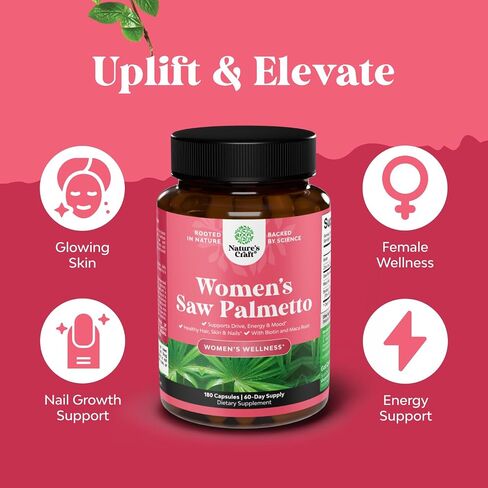 Extra Strength Saw Palmetto for Women - DHT Blocker Thickening Hair Vitamins for Hair Loss for Women - 500mg Pure Saw Palmetto Capsules with Maca Root & Biotin for Stronger Thicker Faster Hair Growth in Kuwait