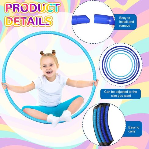Sratte 12 Pcs Toy Hoop for Kids Detachable Adjustable Toy Hoop Colored Hoop Exercise Hula Ring Plastic Circles for Kids Teens Gymnastics, Dog Agility Equipment, Sports Party (Fresh Color,28 Inch) in Saudi Arabia