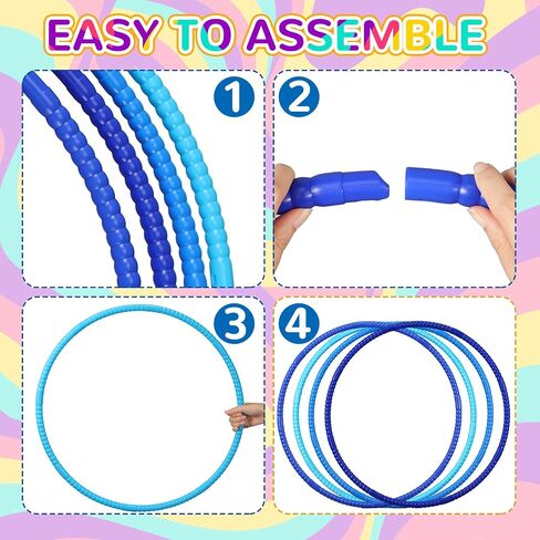 Sratte 12 Pcs Toy Hoop for Kids Detachable Adjustable Toy Hoop Colored Hoop Exercise Hula Ring Plastic Circles for Kids Teens Gymnastics, Dog Agility Equipment, Sports Party (Fresh Color,28 Inch) in Saudi Arabia