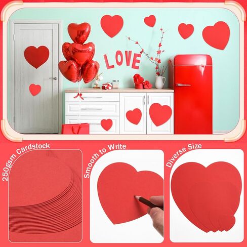 96 Pcs Red Glitter Heart Cutouts Assorted Size Paper Hearts Cutouts Valentine's Day Heart Die Cuts for Kid's Love and Peace School Craft Valentine Classroom Bulletin Board Decor(11.8",8.5",3.9",2.8") in Kuwait