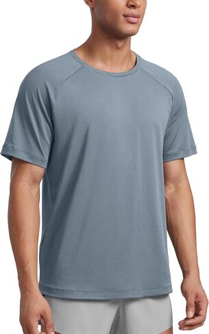 CRZ YOGA Mens Lightweight Athletic T-Shirts Moisture Wicking Running Workout Shirt Short Sleeve Gym Tops in Kuwait
